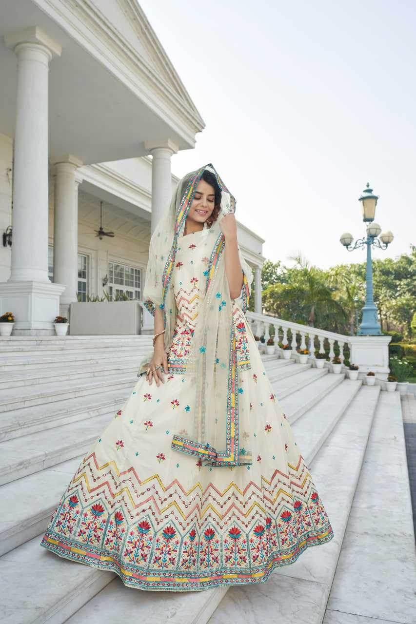 Chiffon Rajwada Embroidered Lehenga for Festive Elegance - MYLUXURY LANE ENTERPRISE