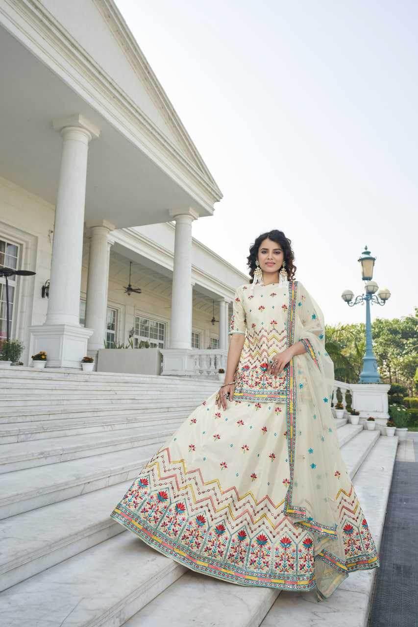 Chiffon Rajwada Embroidered Lehenga for Festive Elegance - MYLUXURY LANE ENTERPRISE