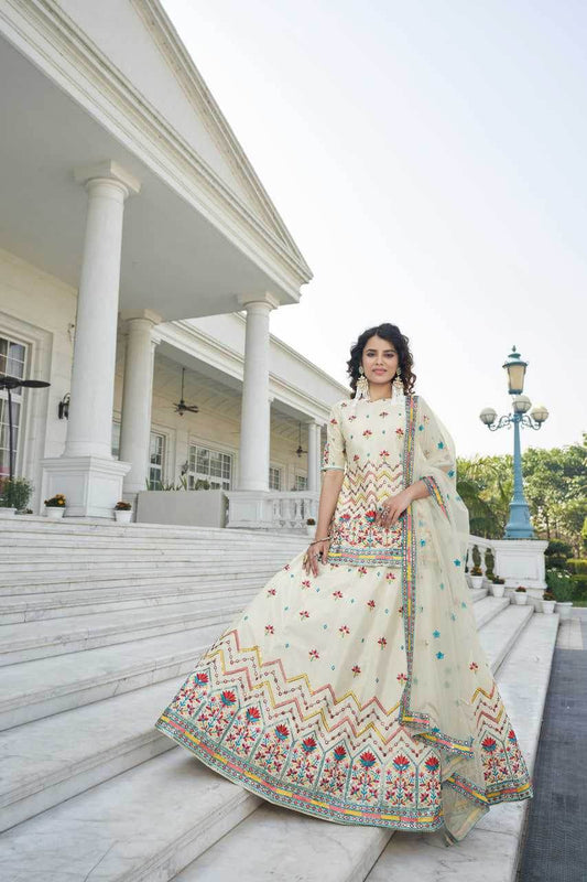 Chiffon RajwadaEmbroidered Lehenga - MYLUXURY LANE ENTERPRISE