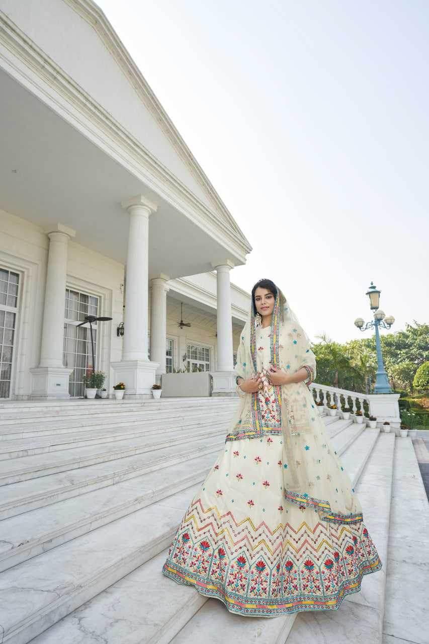 Chiffon Rajwada Embroidered Lehenga for Festive Elegance - MYLUXURY LANE ENTERPRISE