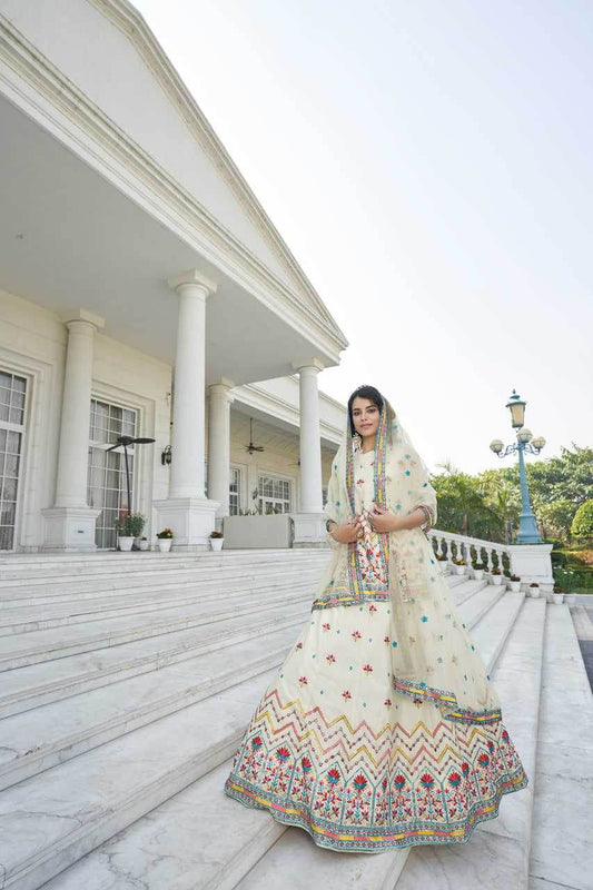 Chiffon RajwadaEmbroidered Lehenga - MYLUXURY LANE ENTERPRISE