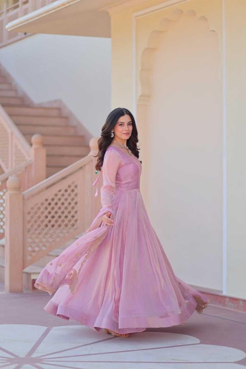 Chiffon Full Sleeve Gown With Dupatta
