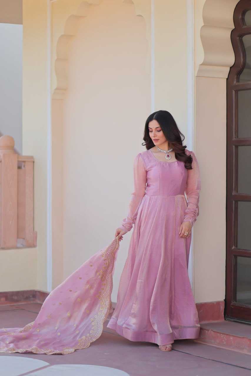 Chiffon Full Sleeve Gown With Dupatta