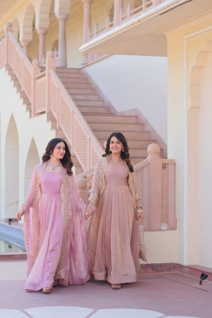 Chiffon Full Sleeve Gown With Dupatta