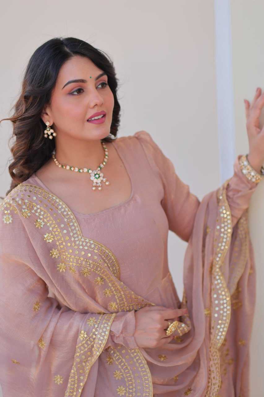 Chiffon Full Sleeve Gown With Dupatta