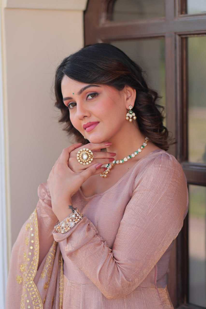 Chiffon Full Sleeve Gown With Dupatta