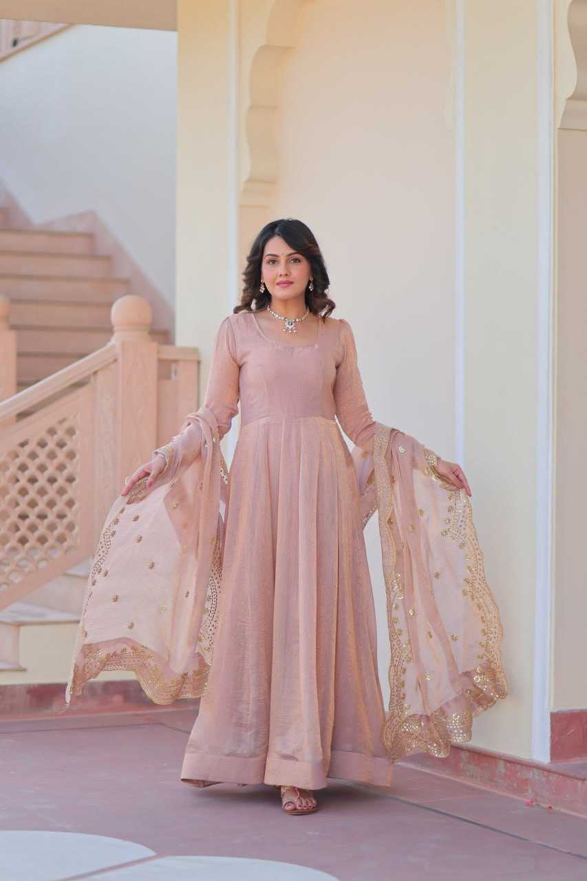 Chiffon Full Sleeve Gown With Dupatta