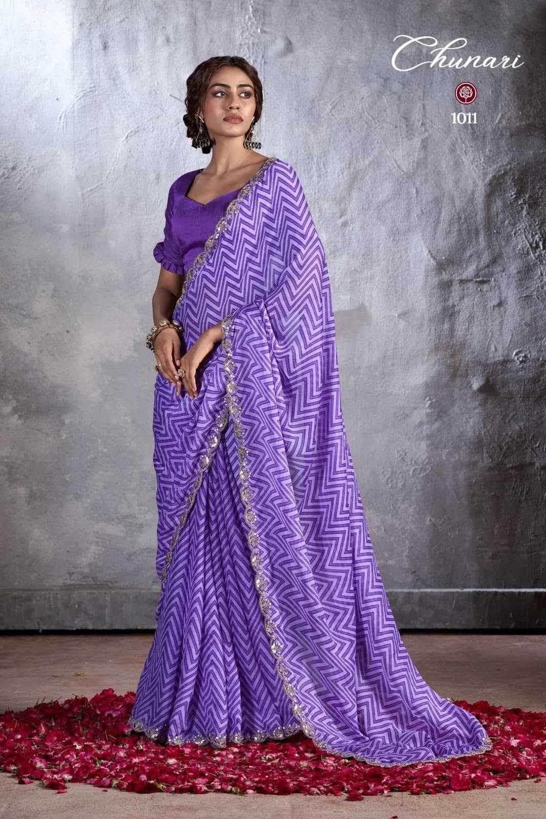 Chiffon Stavan-Chunari Embroidered Cutwork Saree - MYLUXURY LANE ENTERPRISE