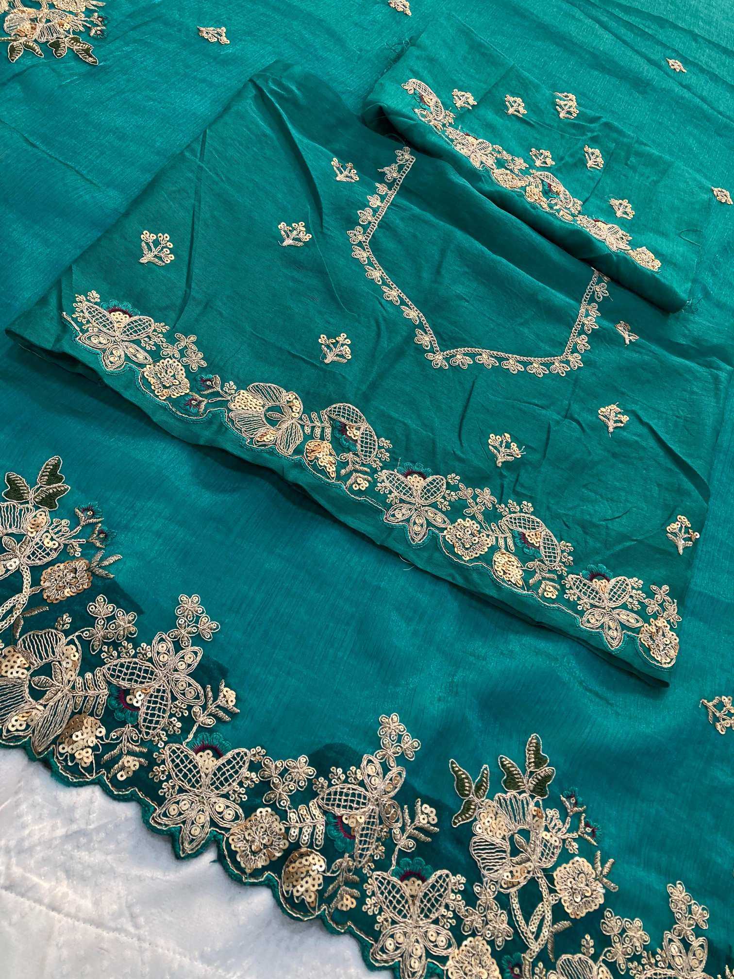 Chiffon  Embroidered Cutwork Saree
