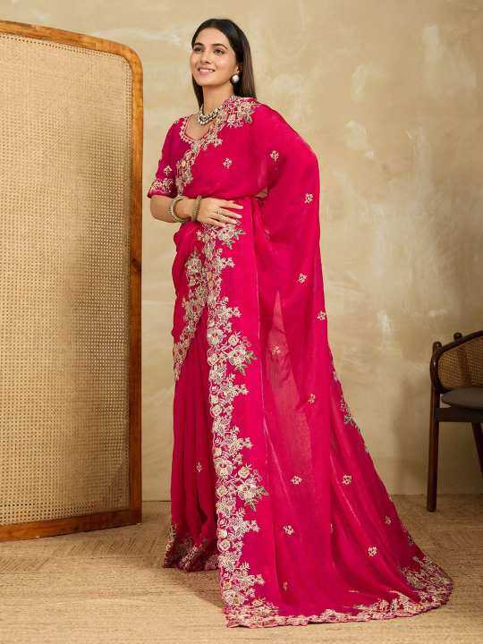 Chiffon  Embroidered Cutwork Saree