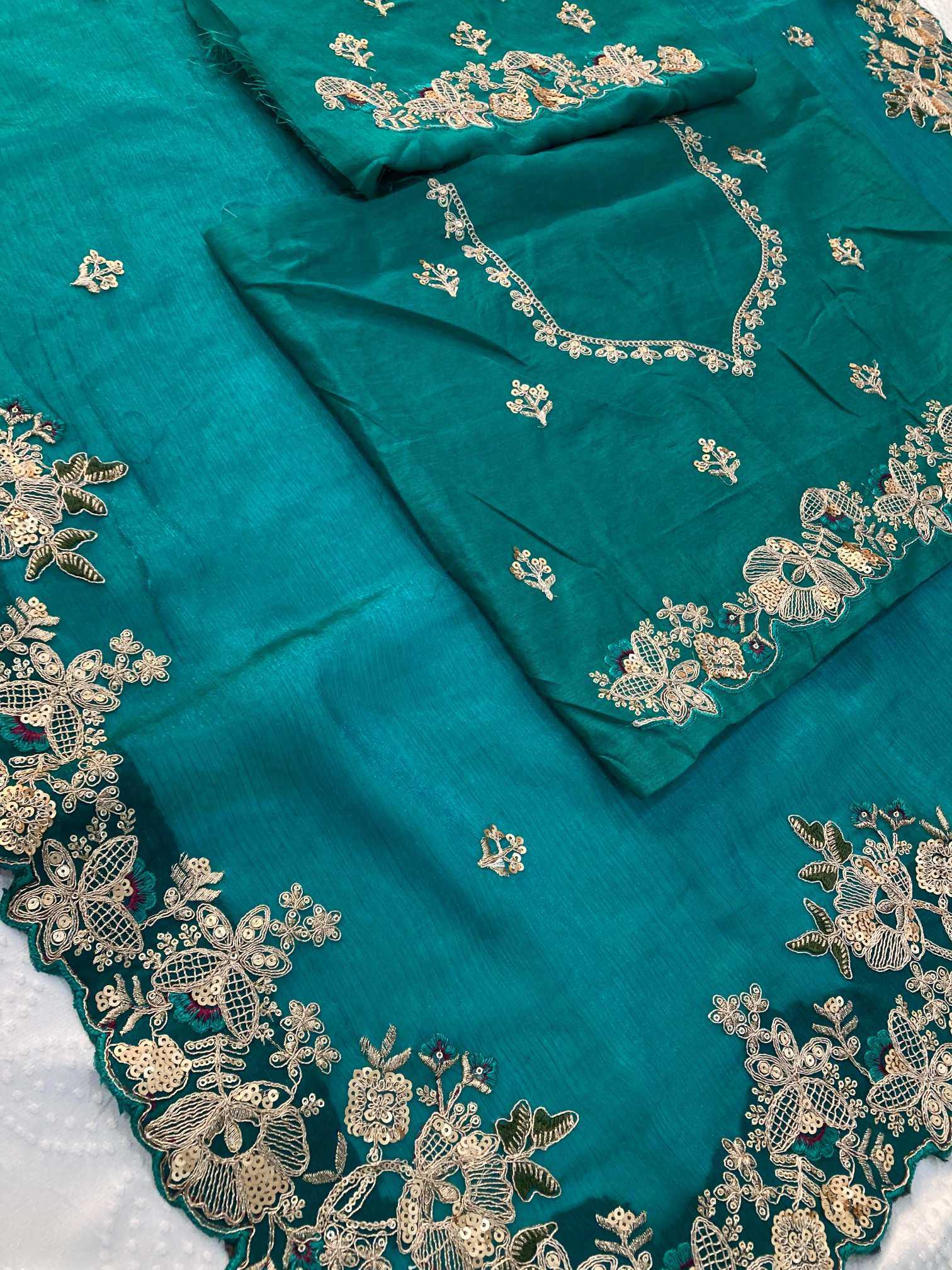 Chiffon  Embroidered Cutwork Saree