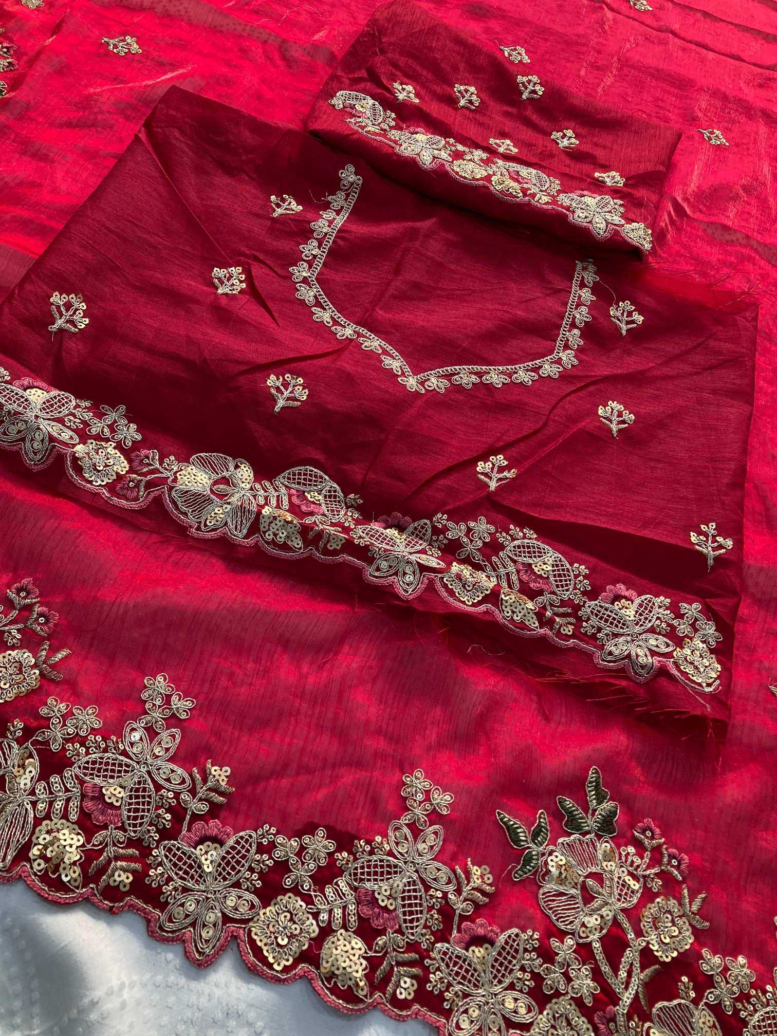 Chiffon  Embroidered Cutwork Saree