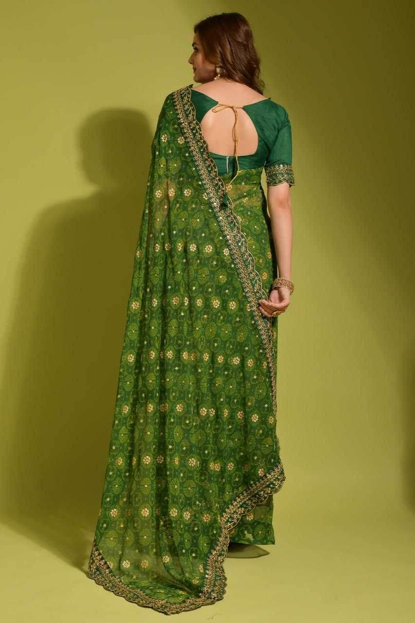 Chiffon Embroidered Lace Border Saree - MYLUXURY LANE ENTERPRISE