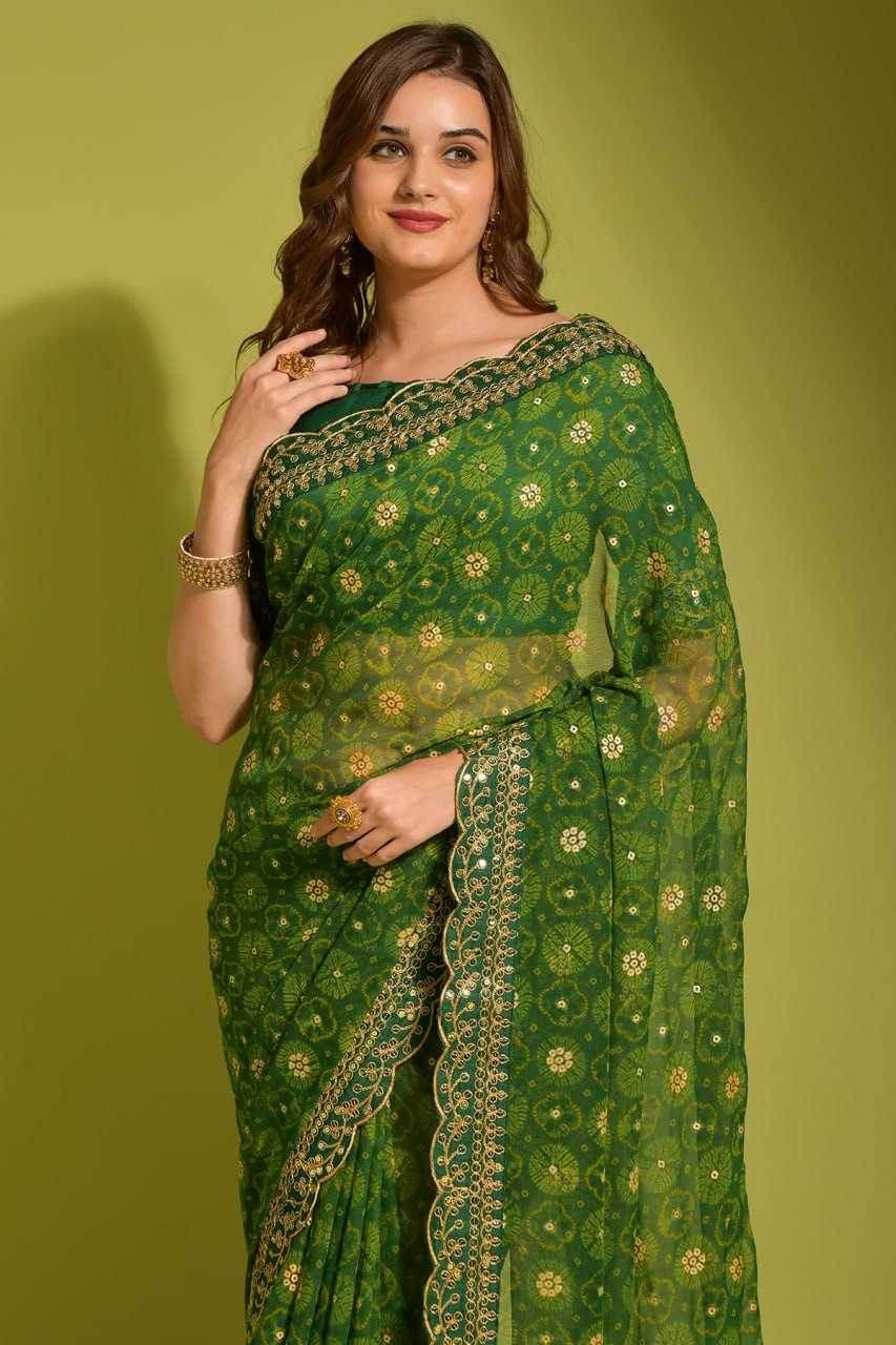 Chiffon Embroidered Lace Border Saree - MYLUXURY LANE ENTERPRISE