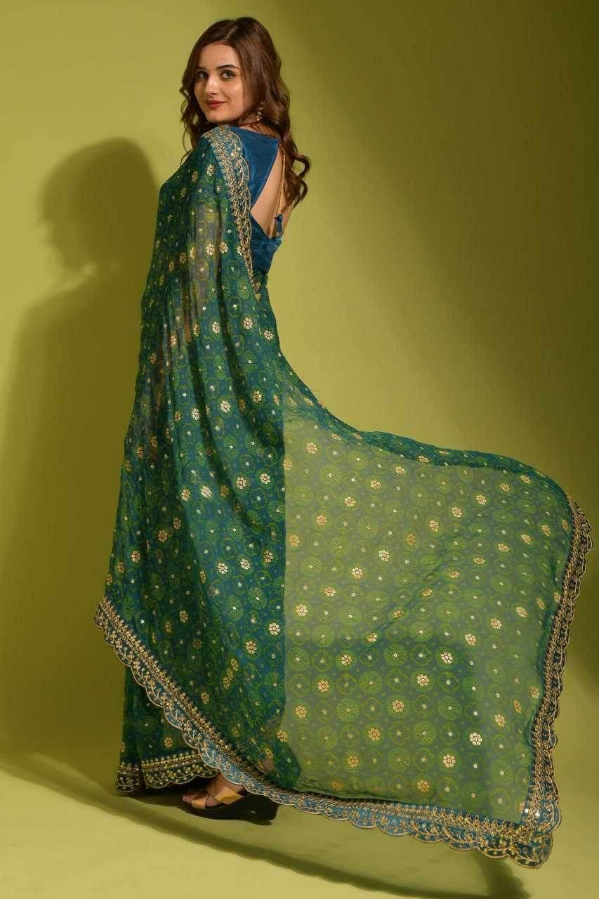 Chiffon Embroidered Lace Border Saree - MYLUXURY LANE ENTERPRISE