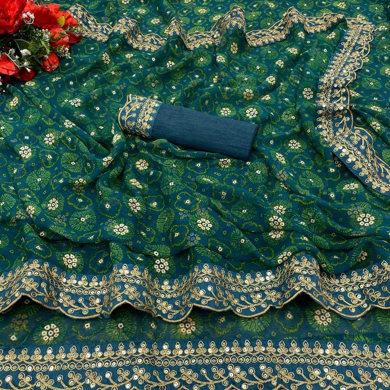 Chiffon Embroidered Lace Border Saree - MYLUXURY LANE ENTERPRISE