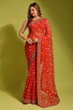 Chiffon Embroidered Lace Border Saree - MYLUXURY LANE ENTERPRISE