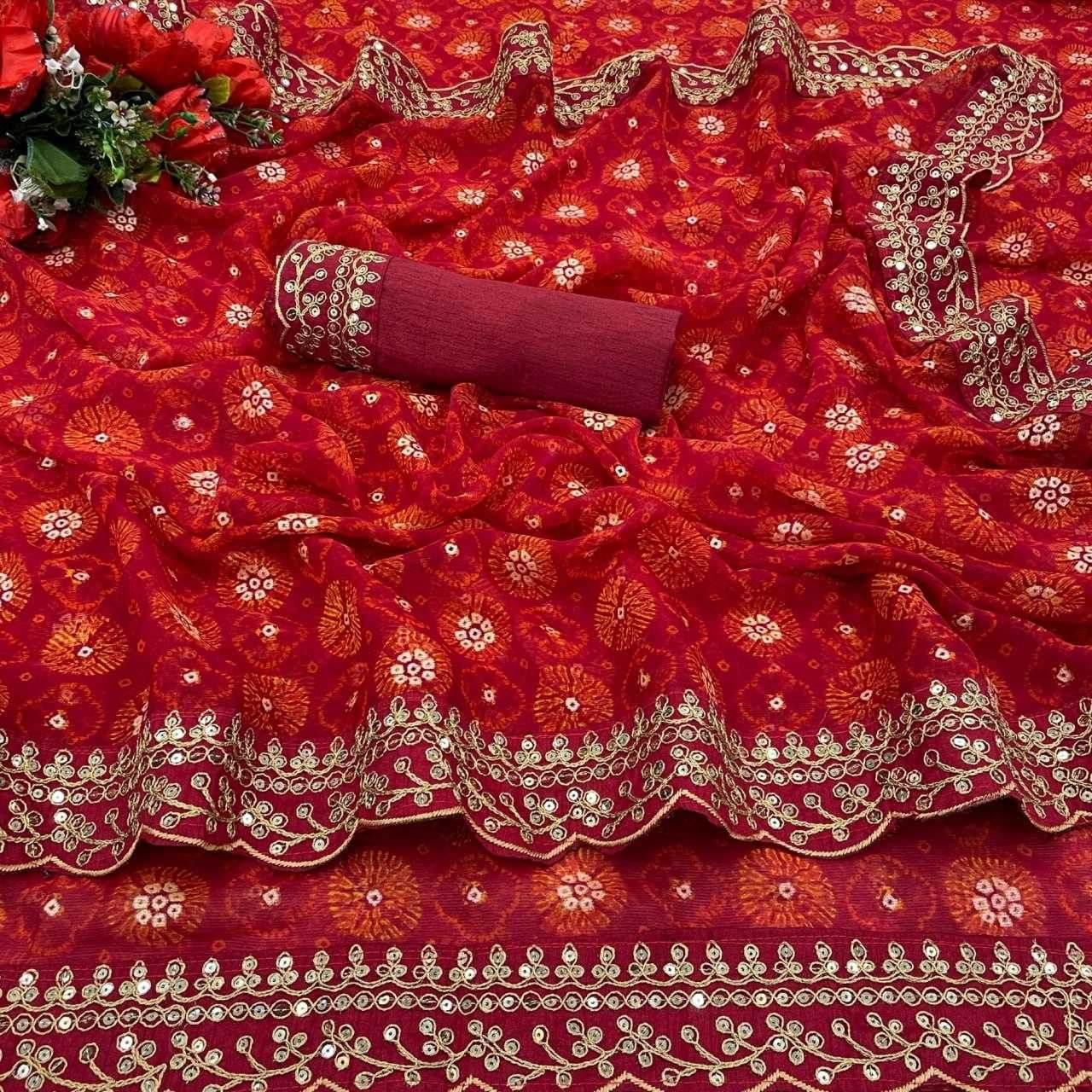 Chiffon Embroidered Lace Border Saree - MYLUXURY LANE ENTERPRISE