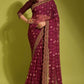 Chiffon Embroidered Lace Border Saree - MYLUXURY LANE ENTERPRISE