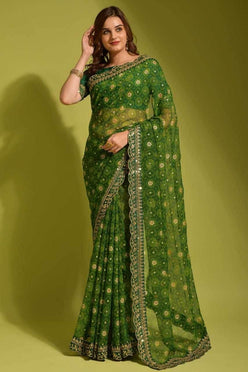 Chiffon Embroidered Lace Border Saree - MYLUXURY LANE ENTERPRISE