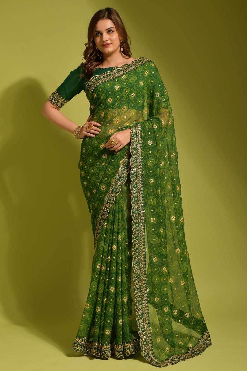 Chiffon Embroidered Lace Border Saree - MYLUXURY LANE ENTERPRISE