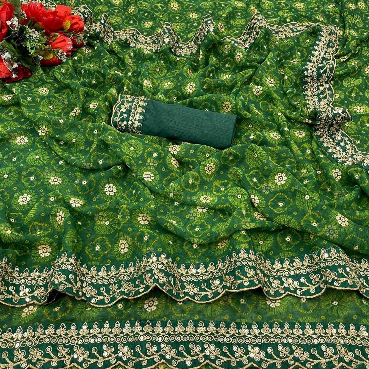 Chiffon Embroidered Lace Border Saree - MYLUXURY LANE ENTERPRISE