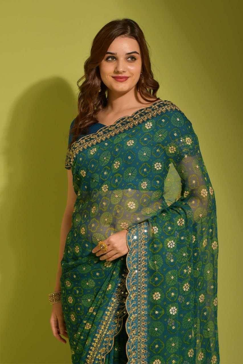 Chiffon Embroidered Lace Border Saree - MYLUXURY LANE ENTERPRISE