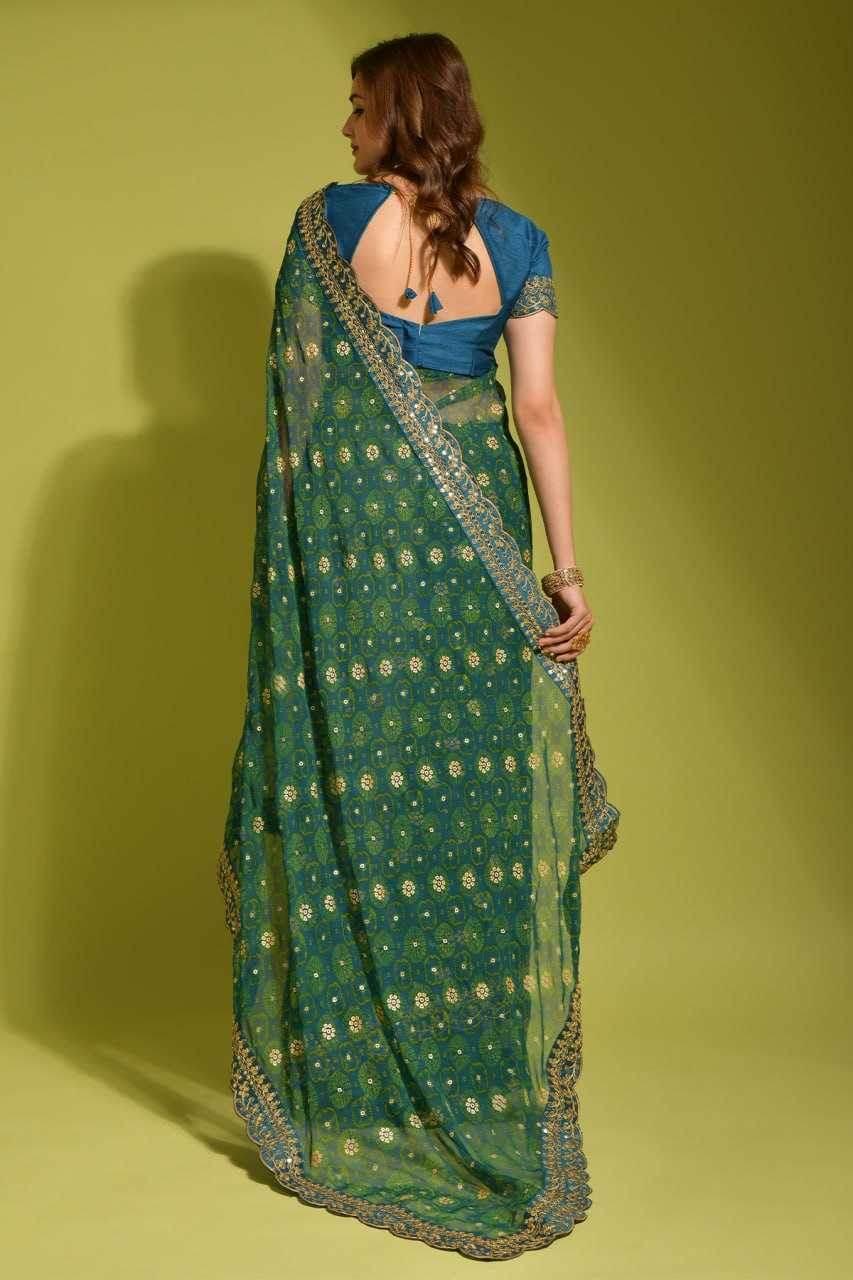 Chiffon Embroidered Lace Border Saree - MYLUXURY LANE ENTERPRISE
