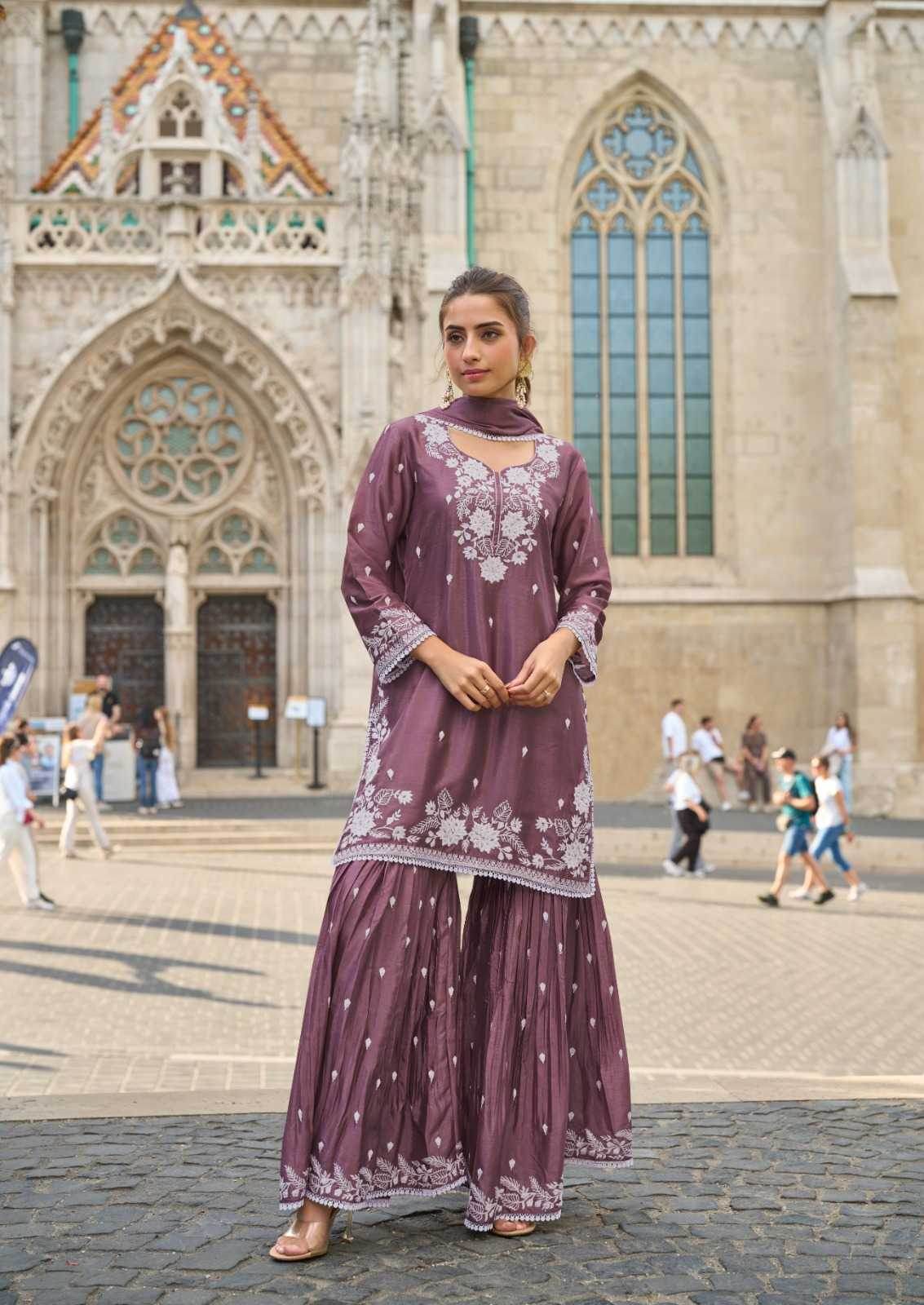 Chinon Sharara Salwar Suits - MYLUXURY LANE ENTERPRISE