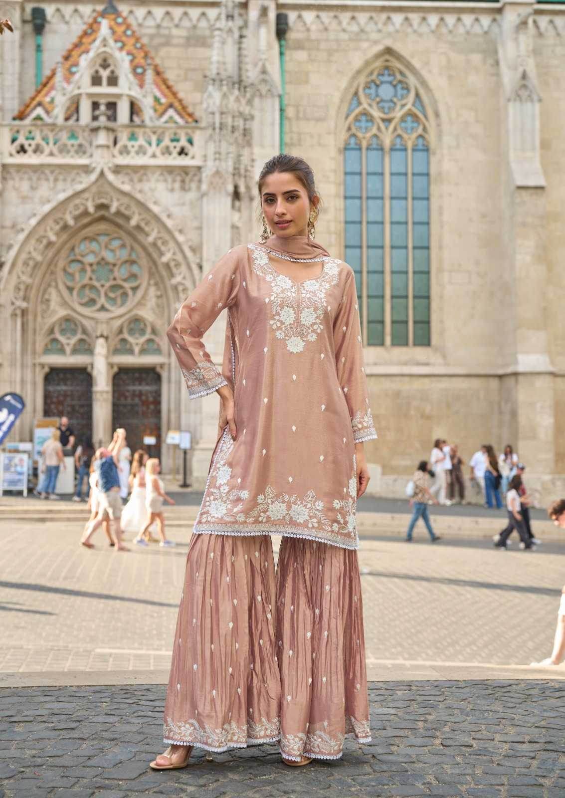 Chinon Sharara Salwar Suits - MYLUXURY LANE ENTERPRISE