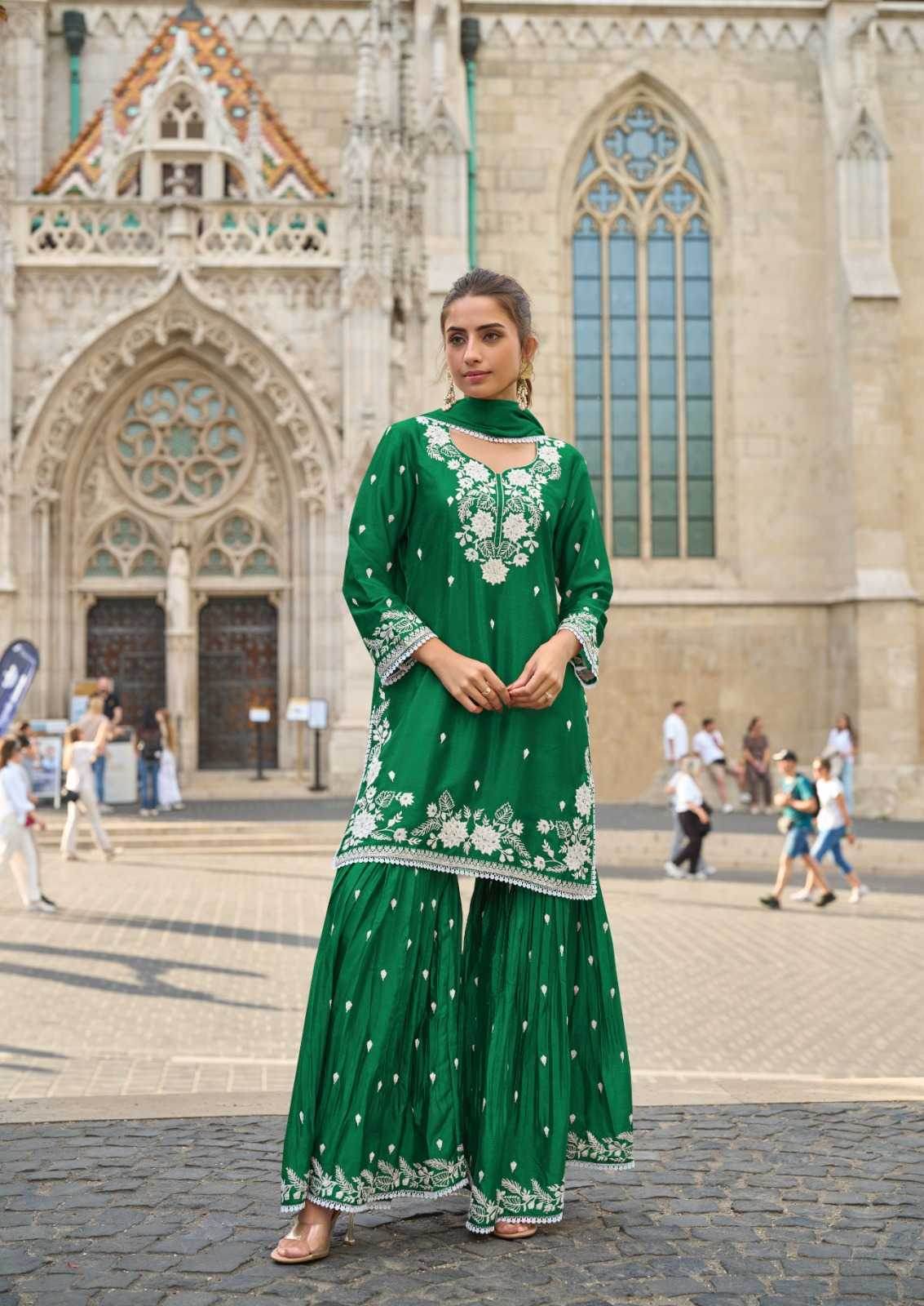 Chinon Sharara Salwar Suits - MYLUXURY LANE ENTERPRISE