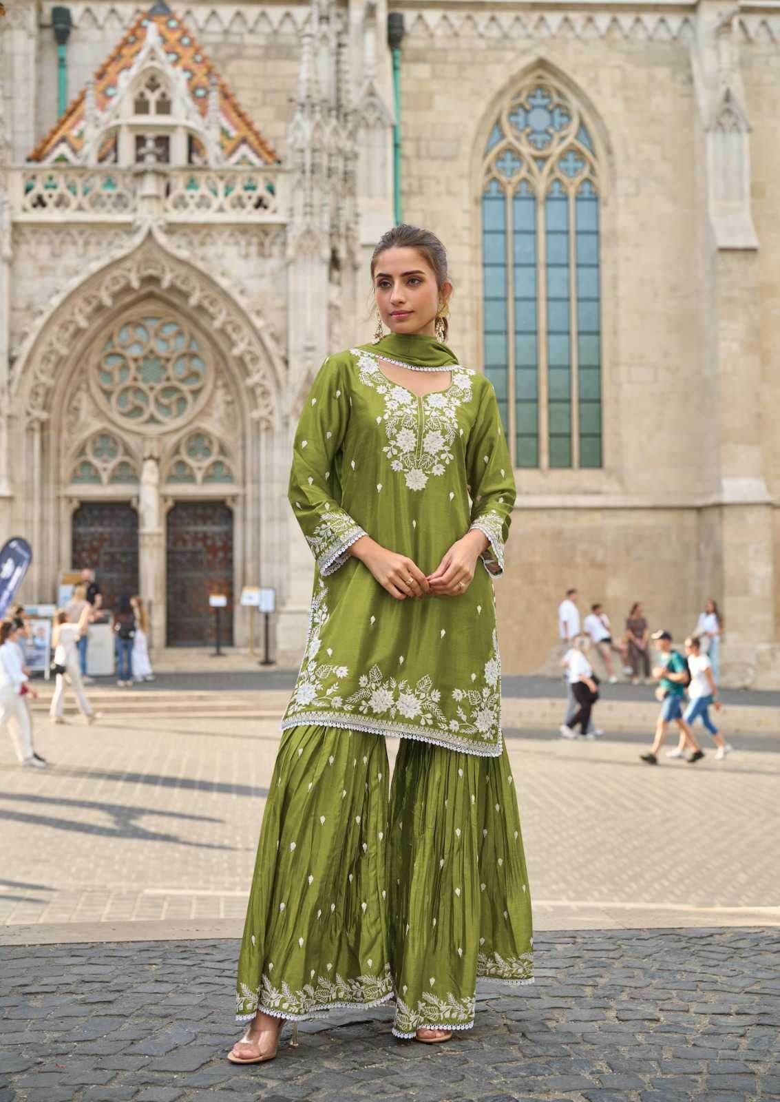Chinon Sharara Salwar Suits - MYLUXURY LANE ENTERPRISE