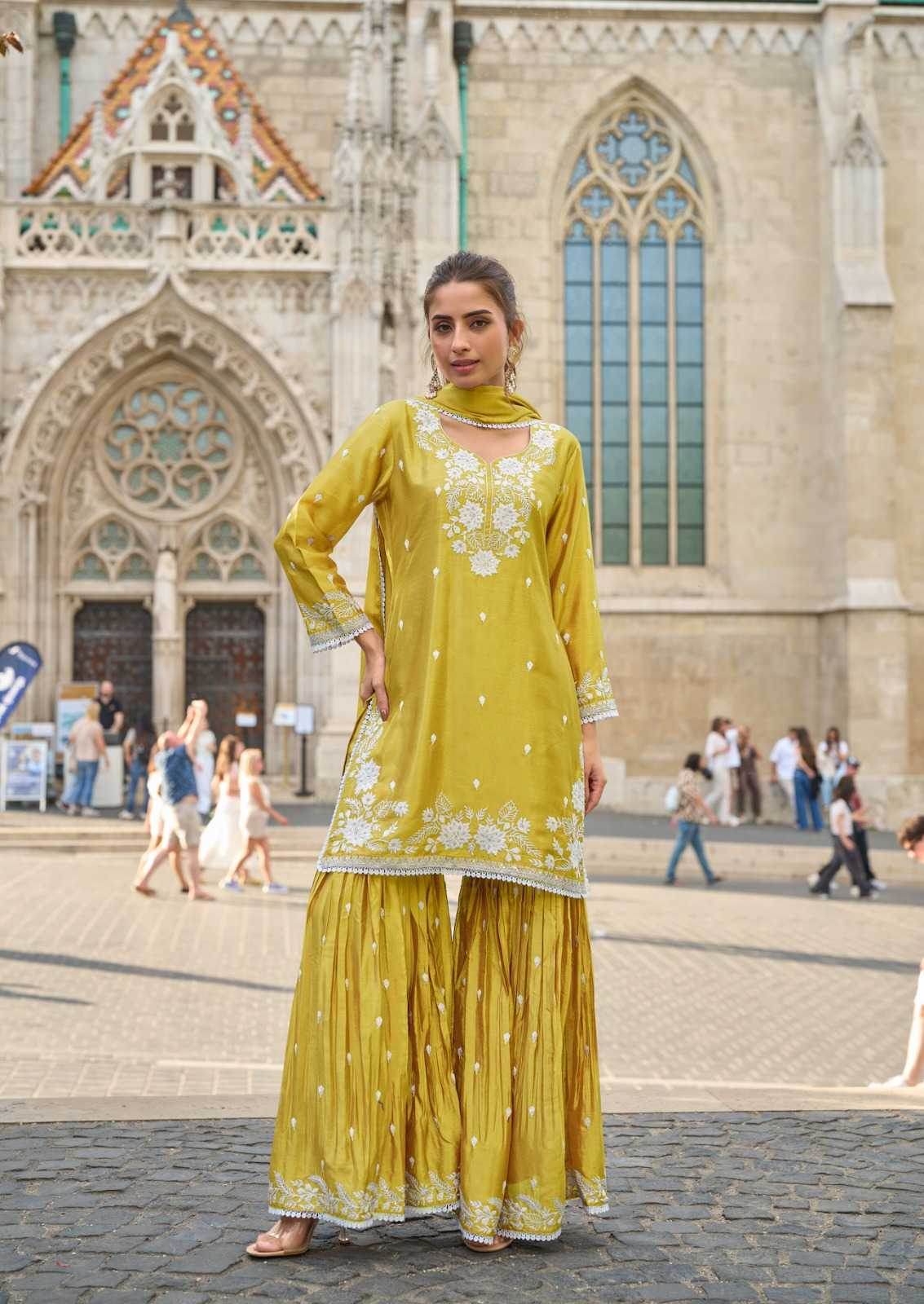 Chinon Sharara Salwar Suits - MYLUXURY LANE ENTERPRISE