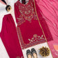Chinon Embroidered Pink Salwar Suit - MYLUXURY LANE ENTERPRISE