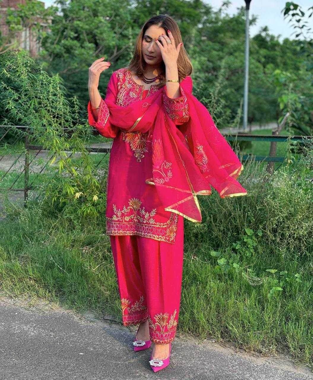 Chinon Embroidered Pink Salwar Suit - MYLUXURY LANE ENTERPRISE