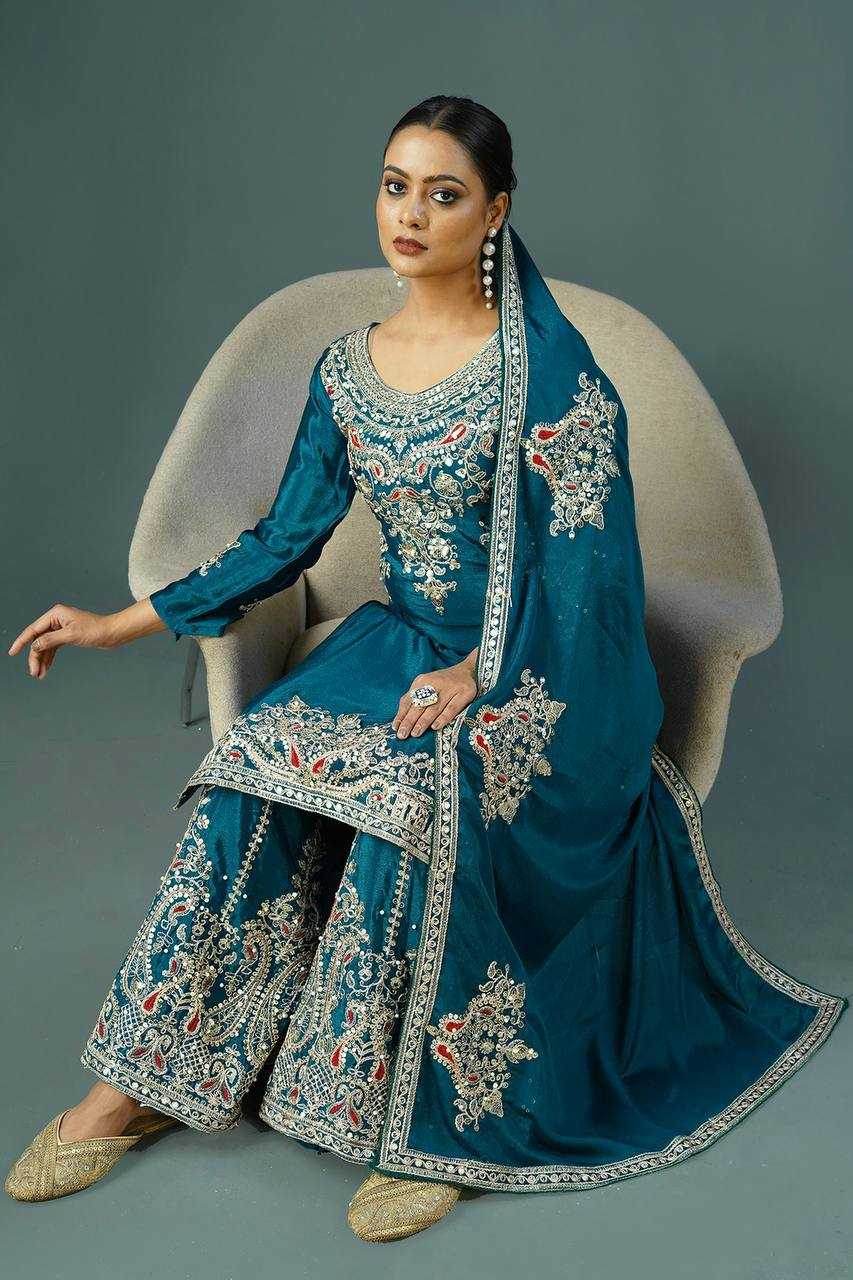 Embroidery Party Silk Suit - MYLUXURY LANE ENTERPRISE