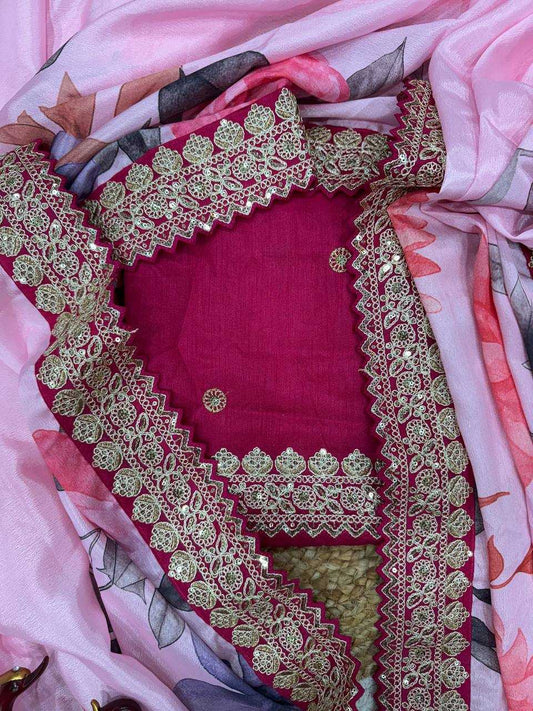 Chinon Silk Sequence Lace Border Saree