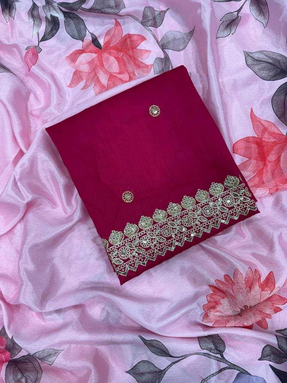 Chinon Silk Sequence Lace Border Saree - MYLUXURY LANE ENTERPRISE