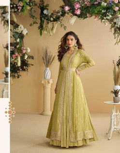 Chinon Silk Western Wears Embroidered Suits Gown Dresses - MYLUXURY LANE ENTERPRISE