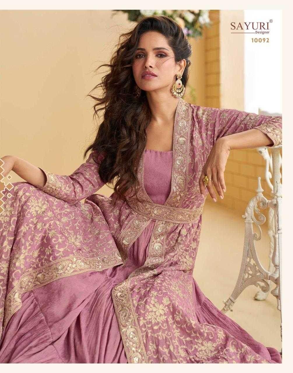Chinon Silk Western Wears Embroidered Suits Gown Dresses - MYLUXURY LANE ENTERPRISE