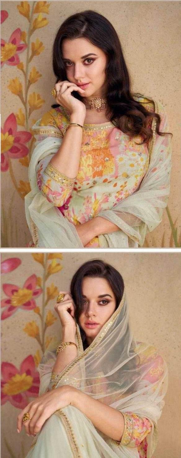Chinon Silk Ladies Embroidery Palazzo Suit - MYLUXURY LANE ENTERPRISE