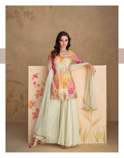 Chinon Silk Ladies Embroidery Palazzo Suit - MYLUXURY LANE ENTERPRISE