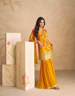 Chinon Silk Ladies Embroidery Palazzo Suit - MYLUXURY LANE ENTERPRISE