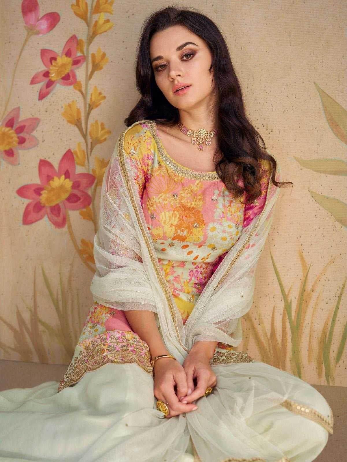 Chinon Silk Ladies Embroidery Palazzo Suit - MYLUXURY LANE ENTERPRISE