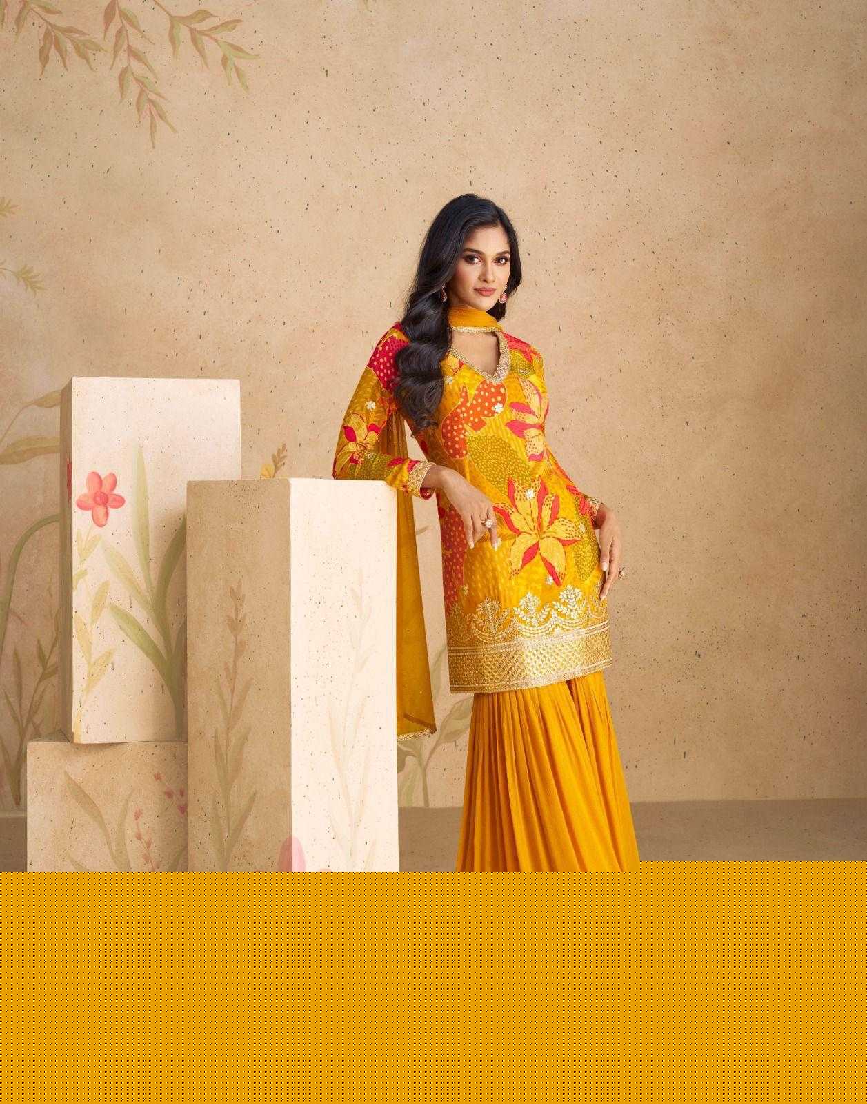 Chinon Silk  Ladies Embroidery Palazzo Suit