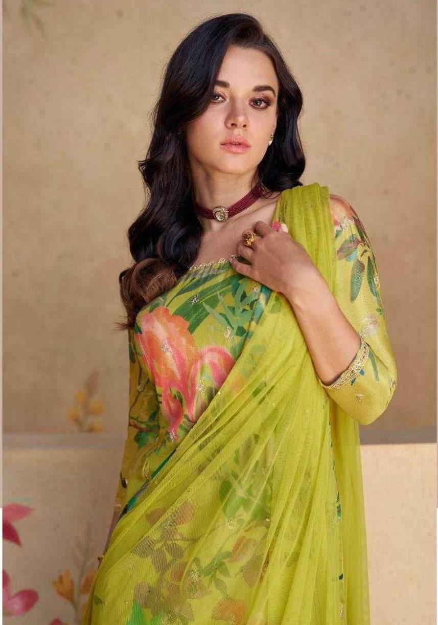 Chinon Silk Ladies Embroidery Palazzo Suit - MYLUXURY LANE ENTERPRISE