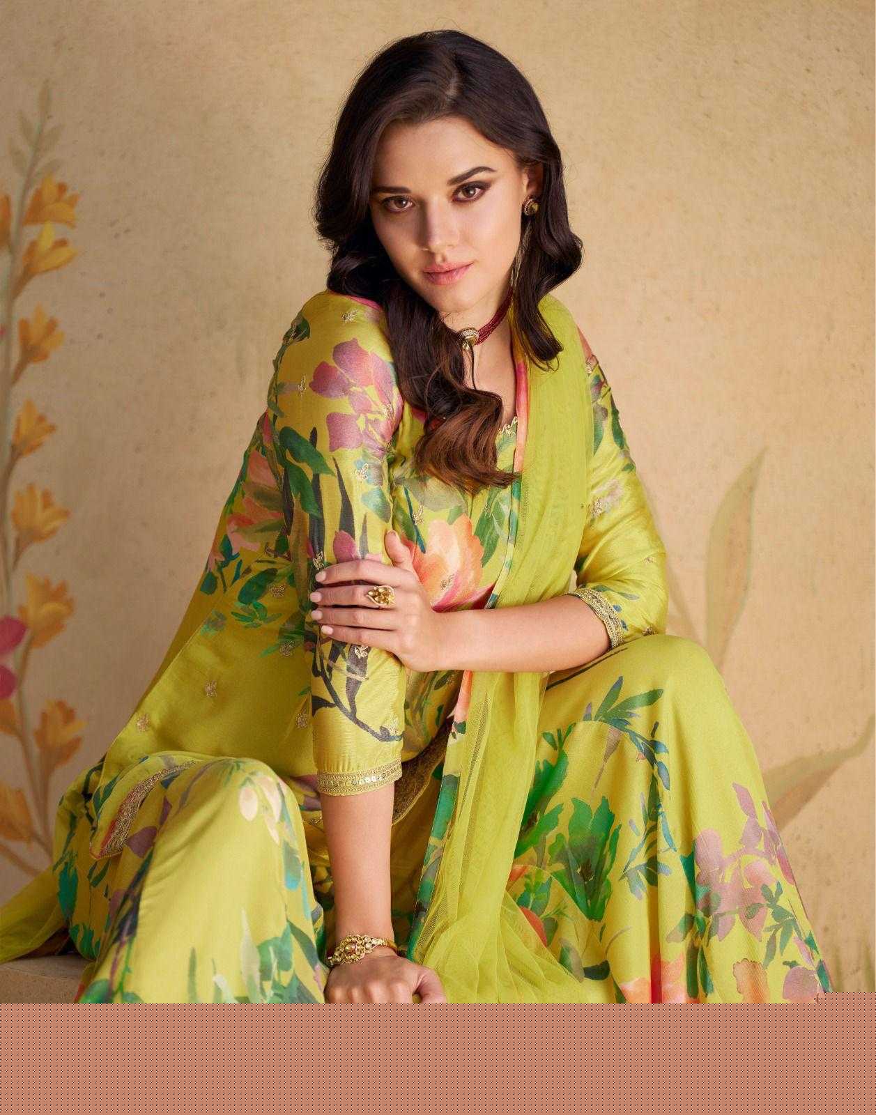 Chinon Silk Ladies Embroidery Palazzo Suit - MYLUXURY LANE ENTERPRISE