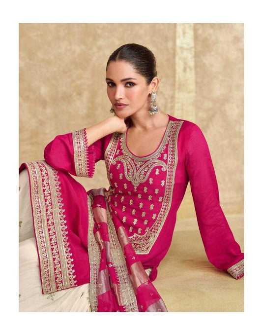 Chinon Silk  Ladies Sharara Salwar Suit