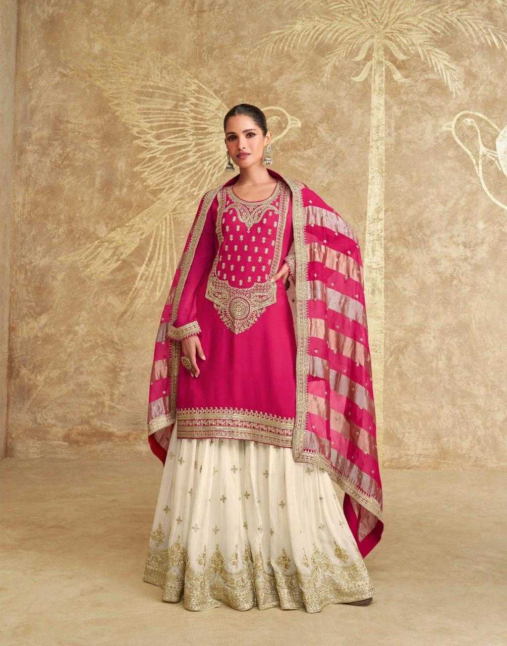 Chinon Silk  Ladies Sharara Salwar Suit