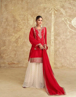 Chinon Silk Ladies Sharara Salwar Suit - MYLUXURY LANE ENTERPRISE